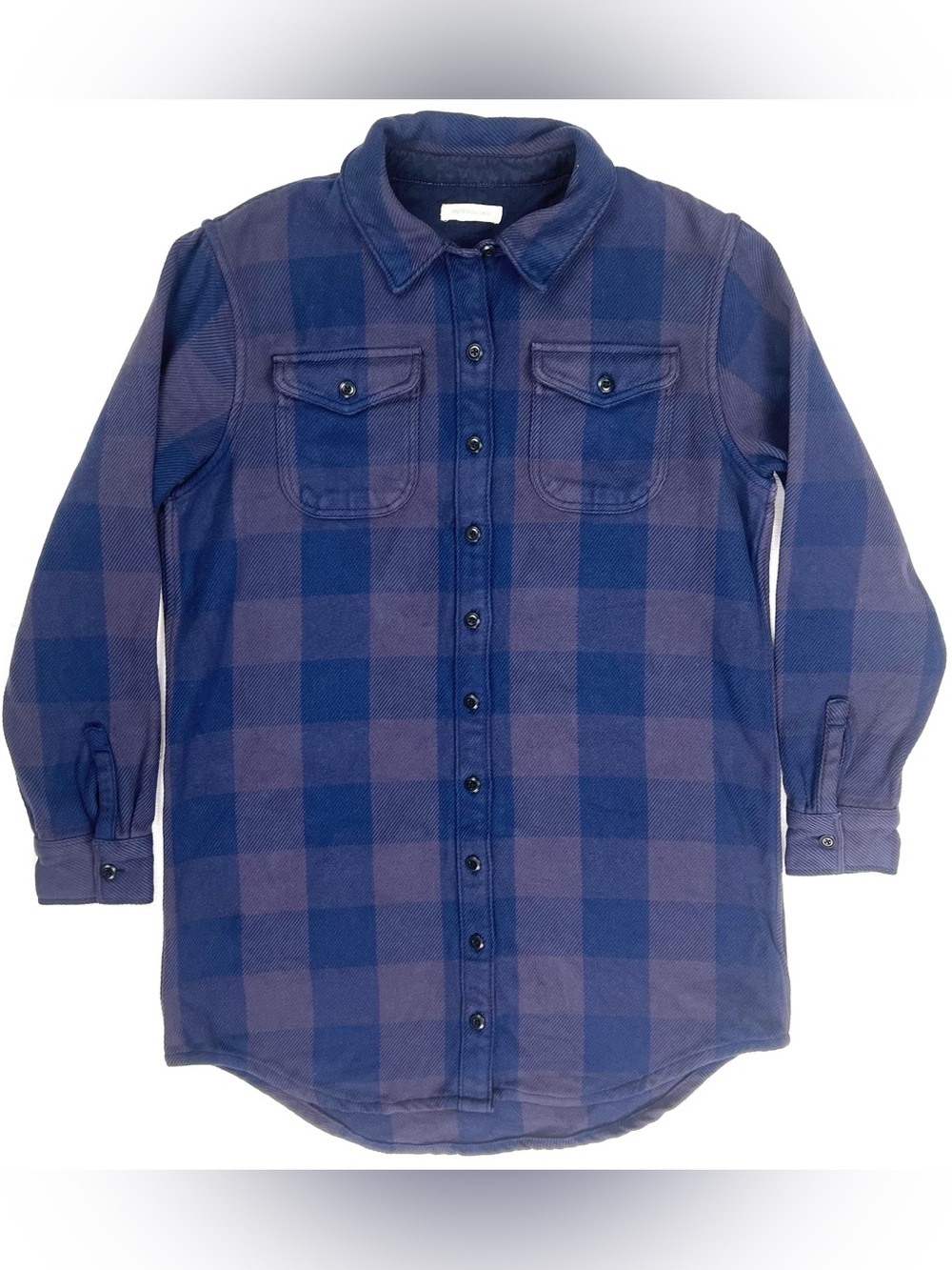 OUTERKNOWN Blanket Shirt Men Medium Blue Plaid Heavy Flannel Organic Cotton